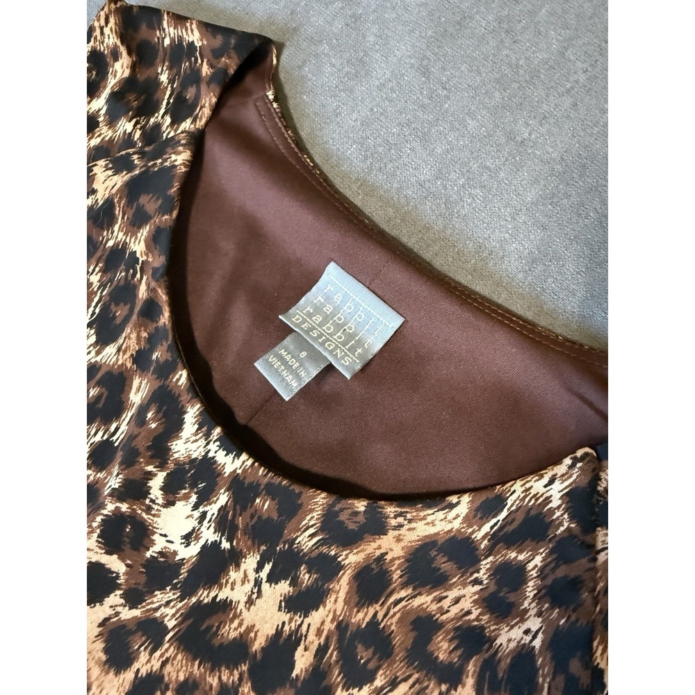 NWOT Rabbit Rabbit Rabbit Designs Leopard Print Dress Womens Size 6 Sleeveless - Picture 6 of 7
